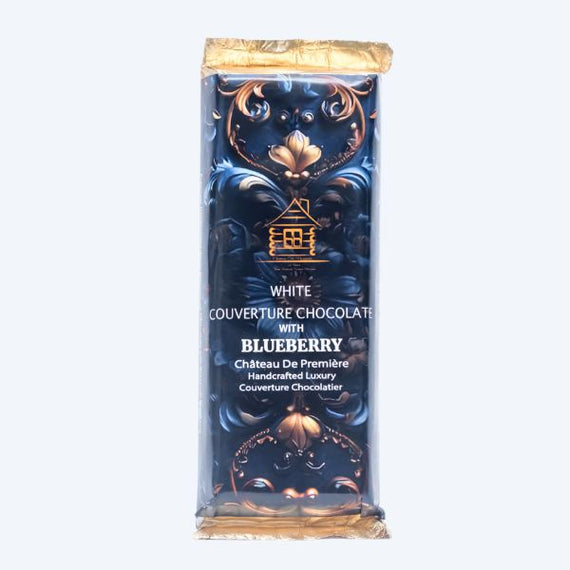 Handcrafted Coverture White Chocolate Slab with Premium Blueberry 70g