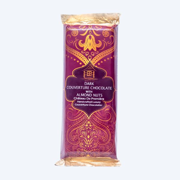 Handcrafted Coverture Dark Chocolate Slab with Premium Almond Nuts 70g